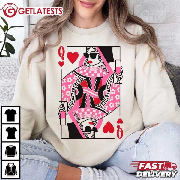 Queen Of Hearts Card Valentines Day T Shirt (1)