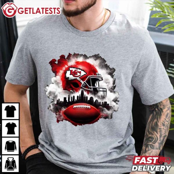 KC Chiefs Smoke American Football Helmet T Shirt (3)