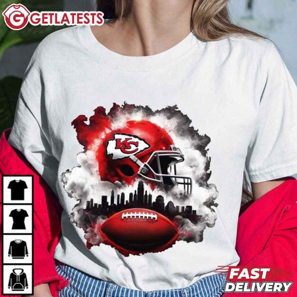 KC Chiefs Smoke American Football Helmet T Shirt (4)