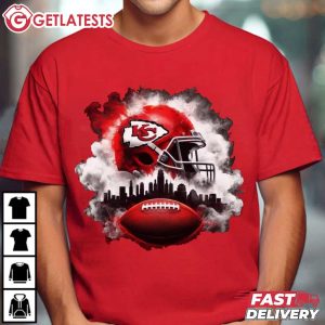 KC Chiefs Smoke American Football Helmet T Shirt (2)