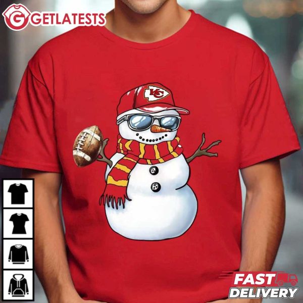 KC Chiefs Snowman Christmas Football T Shirt (2)