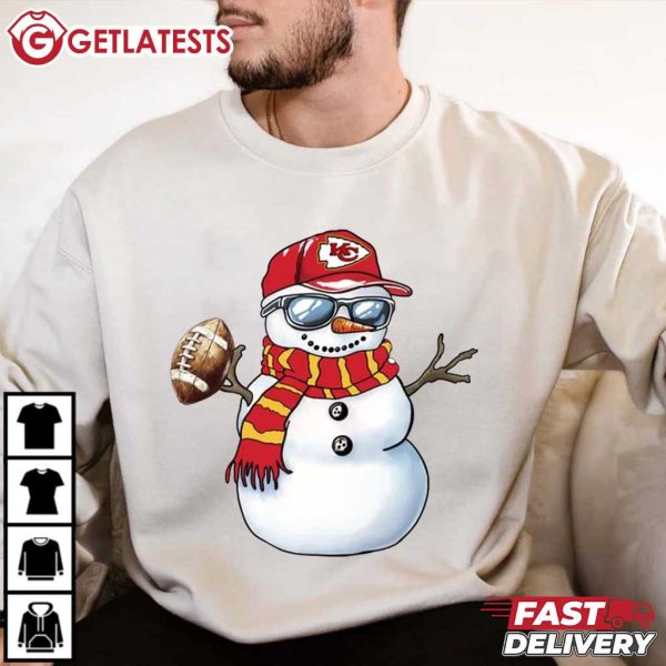 KC Chiefs Snowman Christmas Football T Shirt (1)