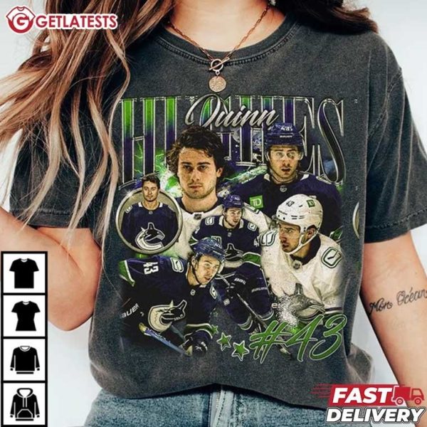 Quinn Hughes Vancouver Ice Hockey Vintage Bootleg T Shirt (3)