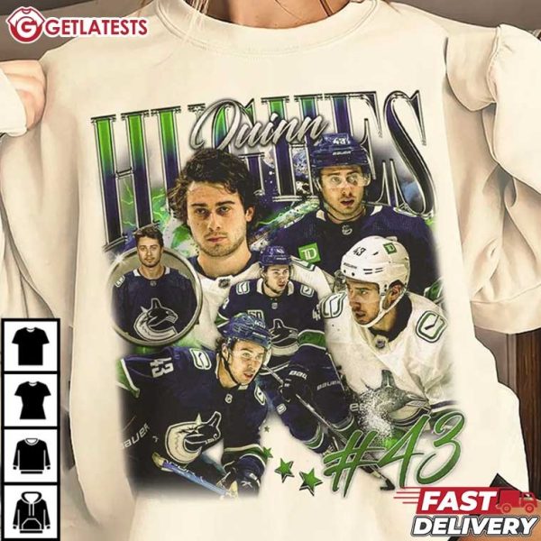 Quinn Hughes Vancouver Ice Hockey Vintage Bootleg T Shirt (1)