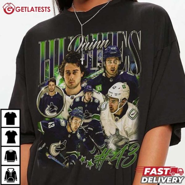 Quinn Hughes Vancouver Ice Hockey Vintage Bootleg T Shirt (4)