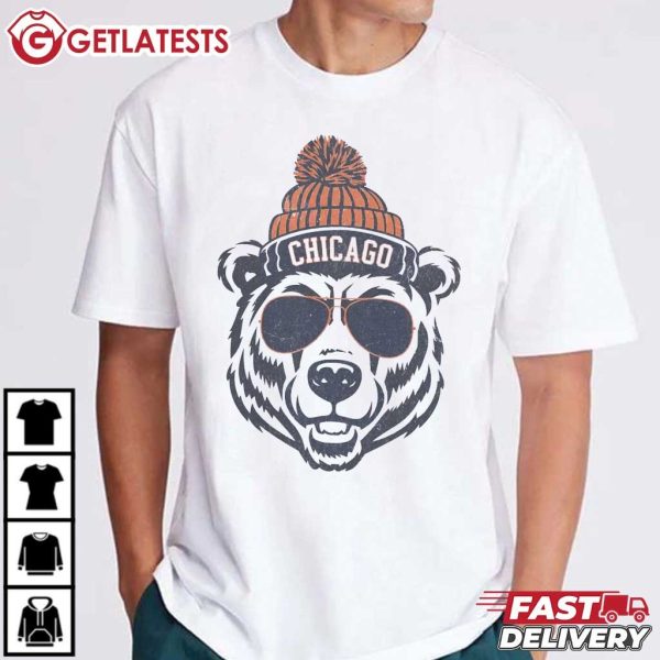 Chicago Bears Mascot Knit Cap Glasses Football T Shirt (4)