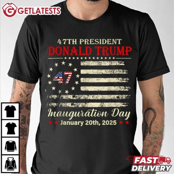 President Donald Trump Inauguration Day 2025 Vintage US Flag T Shirt (3)