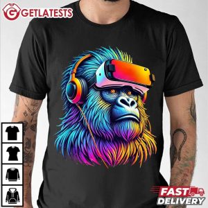 Gorilla VR Playing Funny VR Gamer T Shirt (3)