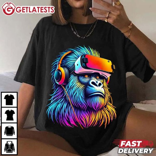 Gorilla VR Playing Funny VR Gamer T Shirt (1)