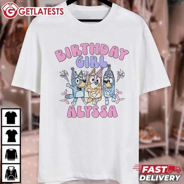 Bluey Birthday Girl Cartoon Custom Name T Shirt (2)