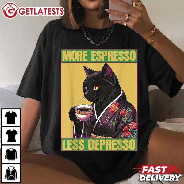 Cat Kimono More Espresso Less Depresso Funny Cat T Shirt (1)