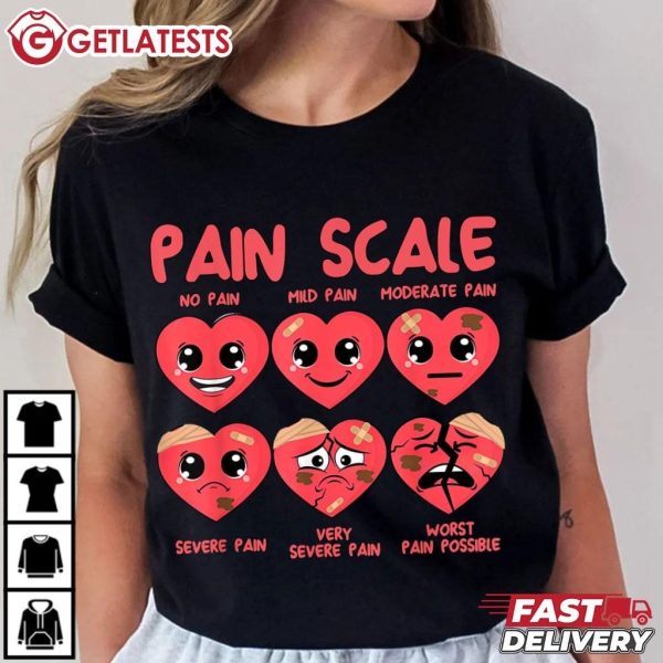 Pain Scale Heart Candy Trauma Nurse Triage Valentines Day T Shirt (3)