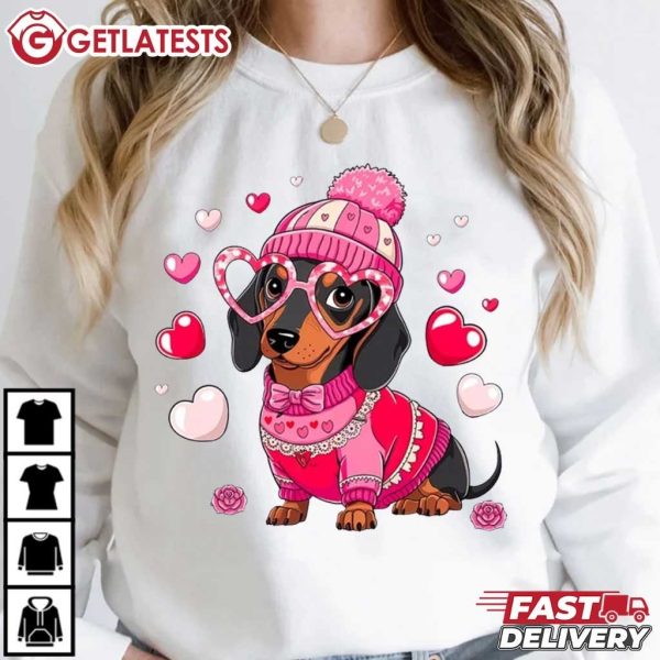 Dachshund Dog Funny Valentines Day T Shirt (1)