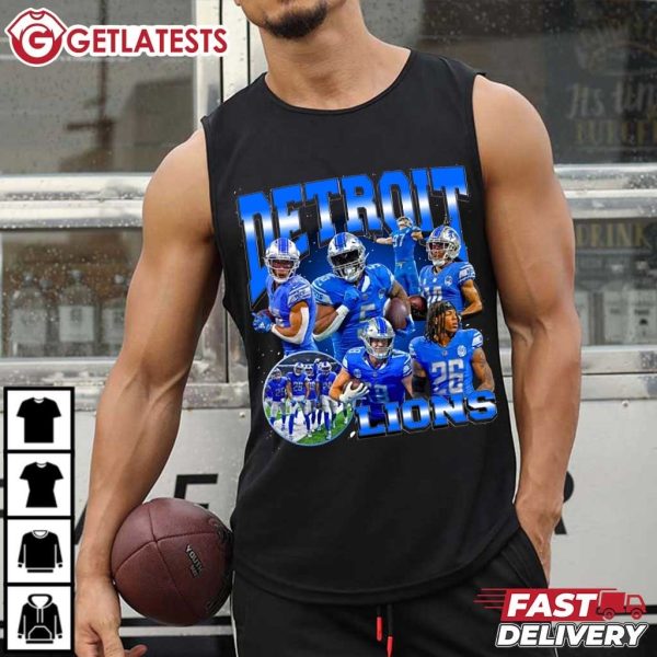 Detroit Lions Retro Graphic Bootleg Style Football T Shirt (4)