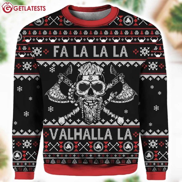 Fa La La Valhalla Viking Skull Ugly Sweater (3)