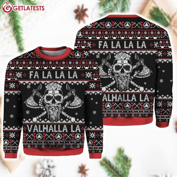 Fa La La Valhalla Viking Skull Ugly Sweater (2)