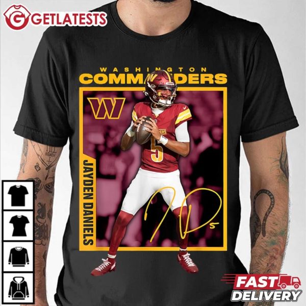 Jayden Daniels Washington Commanders Signature Card T Shirt (3)