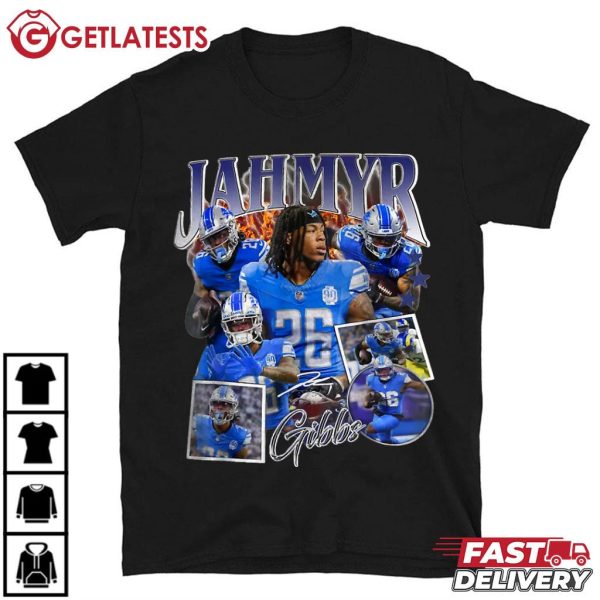 Jahmyr Gibbs Vintage Graphic 90s Style Football T Shirt (2)