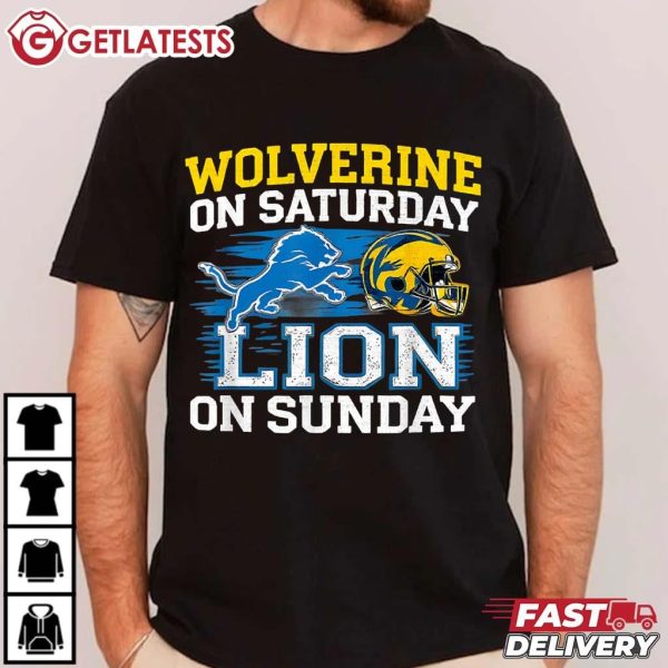 Wolverine On Saturday Lion On Sunday Cool Football T Shirt (1)