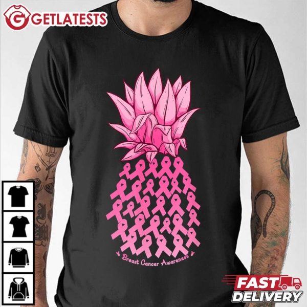 Breast Cancer Awareness Pineapple Pink Ribbon T Shirt (2)