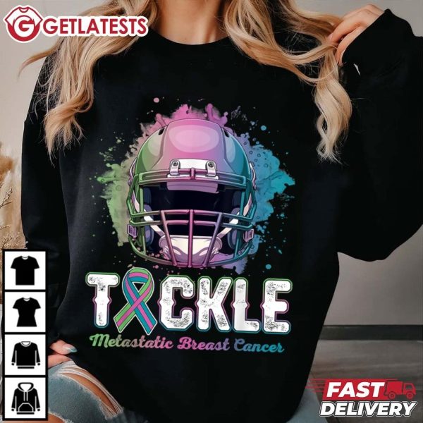 Tackle Metastatic Breast Cancer Awareness Football T Shirt (3)