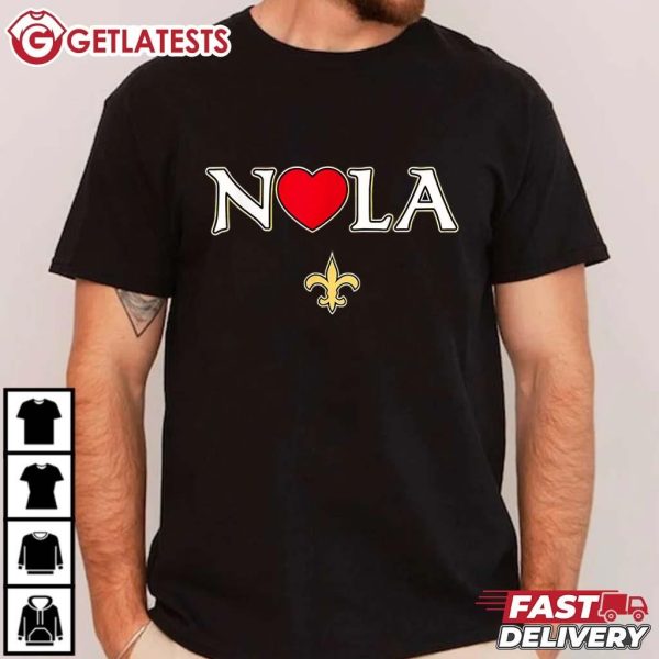 Love Nola New Orleans Fleur de Lis Heart NOLA T Shirt (1)