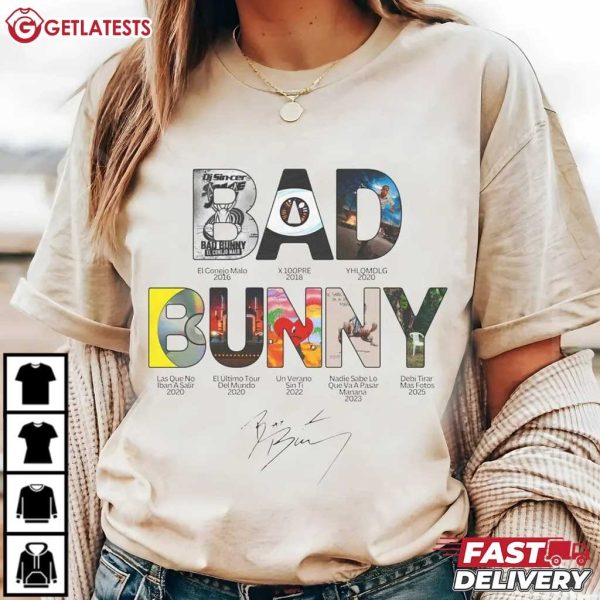 Bad Bunny Discography Signature All Album Music T Shirt (3)