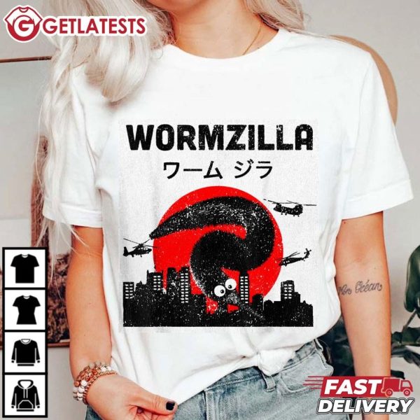 Wormzilla Japanese Worm Squirmles String Meme T Shirt (1)