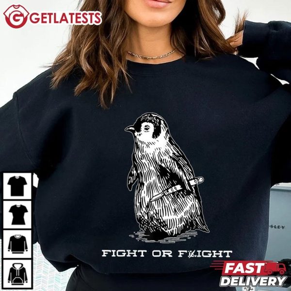 Fight or Flight Funny Penguin Meme T Shirt (2)