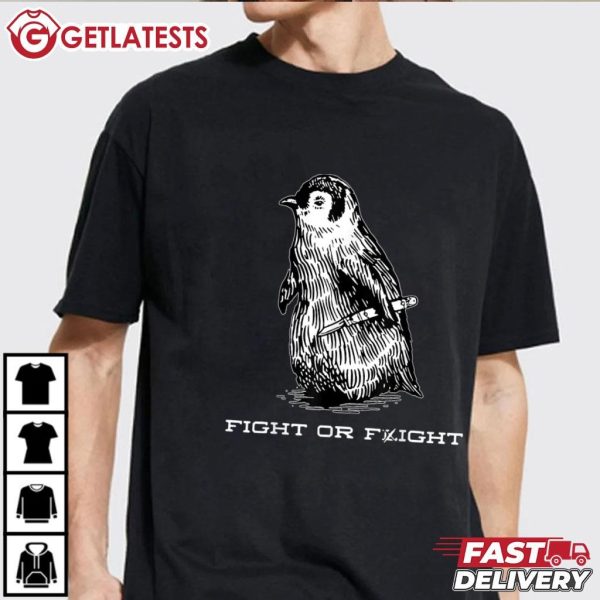 Fight or Flight Funny Penguin Meme T Shirt (3)