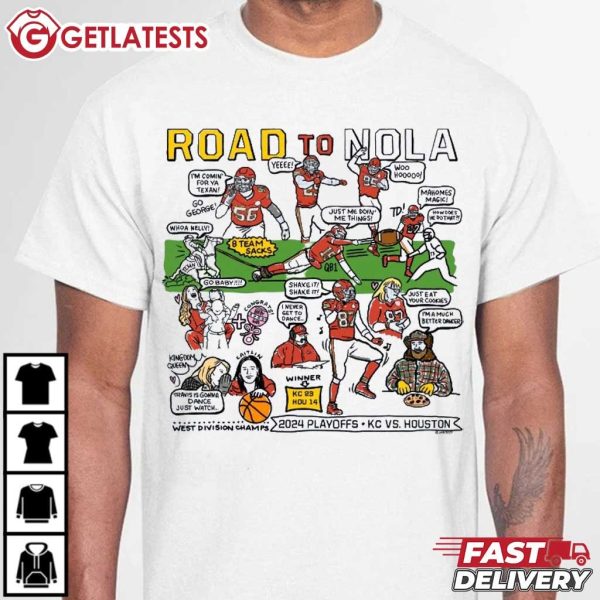 Kansas City Chiefs Road To Nola Football T Shirt (2)