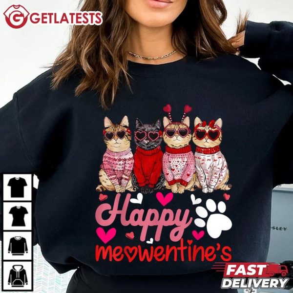 Happy Meowentine's Day Funny Valentines Day T Shirt (2)