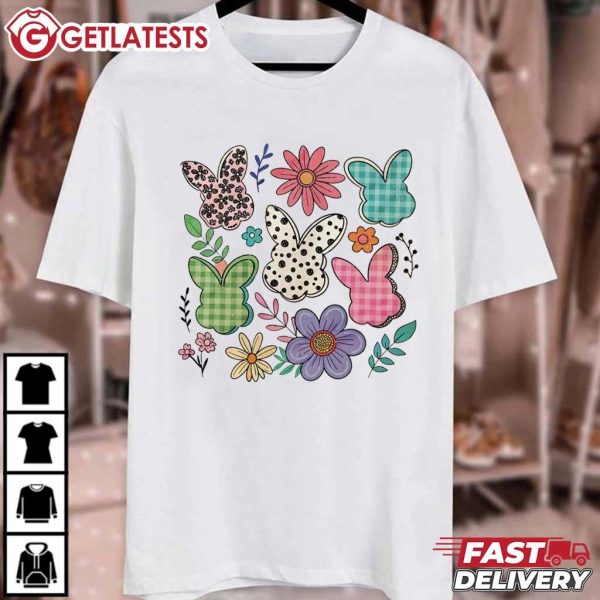 Grandmillennial Easter Boho Easter Chinoiserie Bunny Floral T Shirt (2)