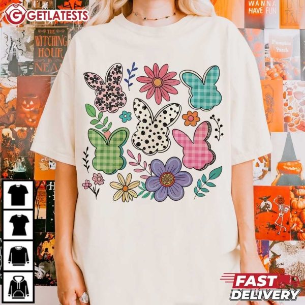 Grandmillennial Easter Boho Easter Chinoiserie Bunny Floral T Shirt (3)