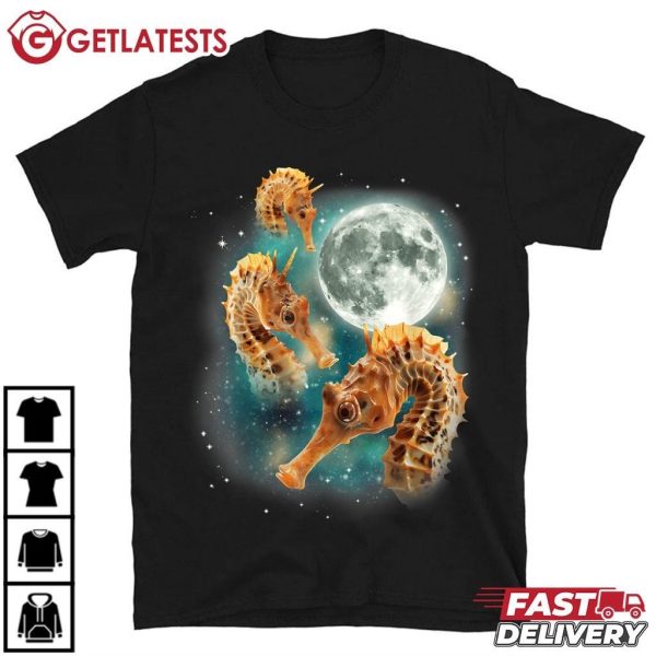 Three Seahorses Moon Cute Ocean Marine Animal T Shirt