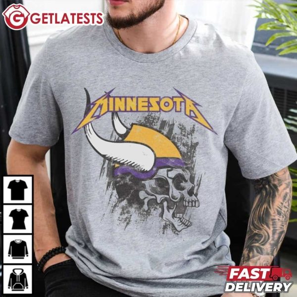 Minnesota Vikings Football Metallica Skull T Shirt (1)