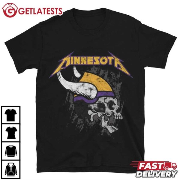 Minnesota Vikings Football Metallica Skull T Shirt (3)