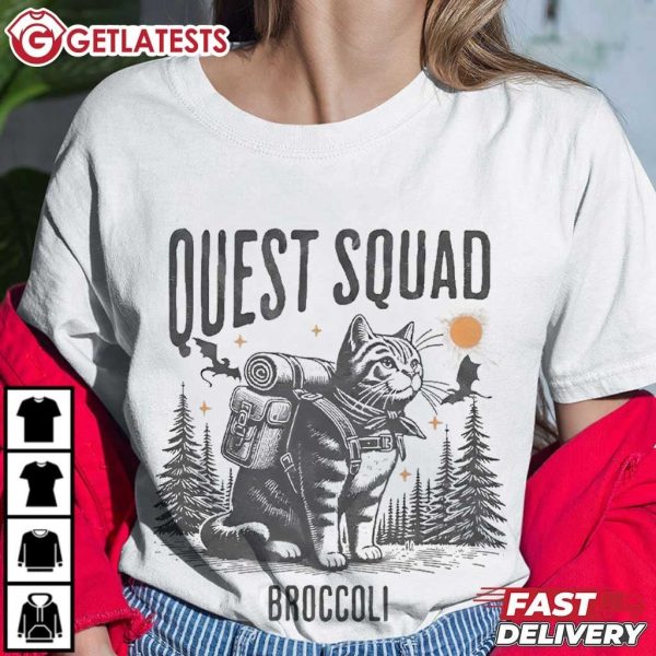 Onyx Storm Quest Squad Broccoli Cat Fourth Wing T Shirt (3)