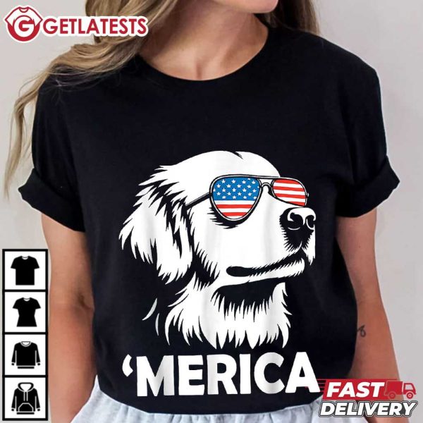 Golden Retriever 4th Of July Merica USA Flag T Shirt (3)