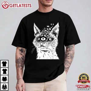 Weirdcore Cat Grunge Harajuku Creepy Horror Goth Cat T Shirt (1)