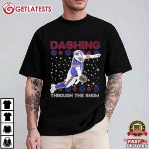 Josh Allen Dashing Through The Snow Football Gift T Shirt (1)