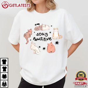 Stay Pawsitive Relaxed Cat T Shirt (1)