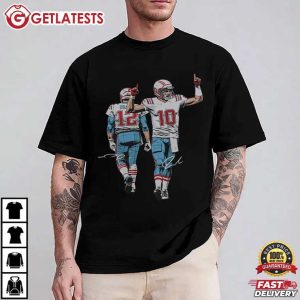Drake Maye Tom Brady With Signature Vintage Game Day Sports T Shirt (1)