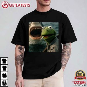 Smoking Frog Meme Shark Attack Washed Dark Humor T Shirt (1)