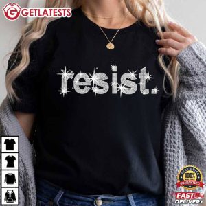 Resist Rhinestone Sparkle Political Protest T Shirt (1)