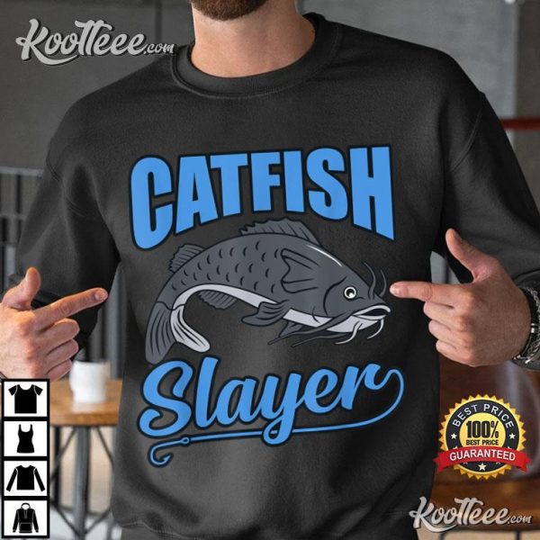 Catfish Funny Slayer Fishing Lover Retro Graphic T-Shirt