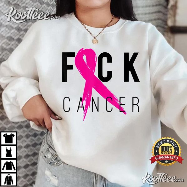 Fuck Cancer Breast Cancer Awareness Gift Retro Distressed T-Shirt