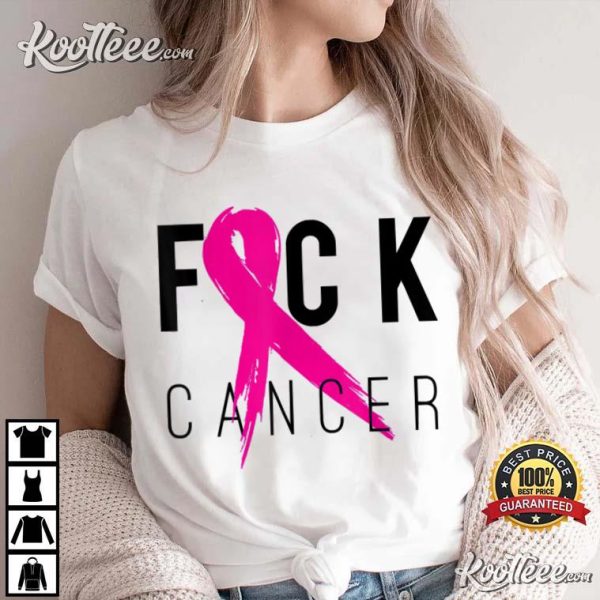 Fuck Cancer Breast Cancer Awareness Gift Retro Distressed T-Shirt