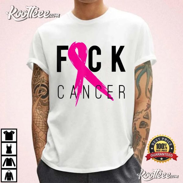 Fuck Cancer Breast Cancer Awareness Gift Retro Distressed T-Shirt