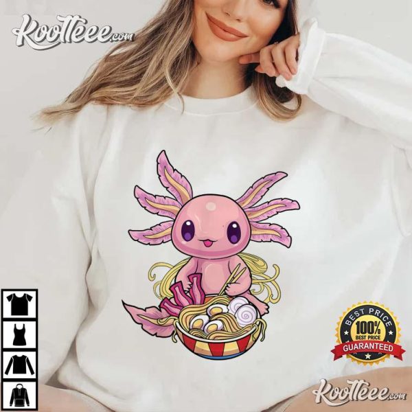 Ramen Axolotl Kawaii Anime Axolotl Japanese T-Shirt